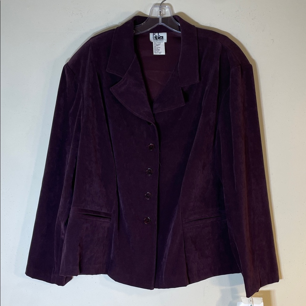 NWT. R.J. & Co. USA MADE Faux Suede One Layer Jacket in Deep Purple. 26W